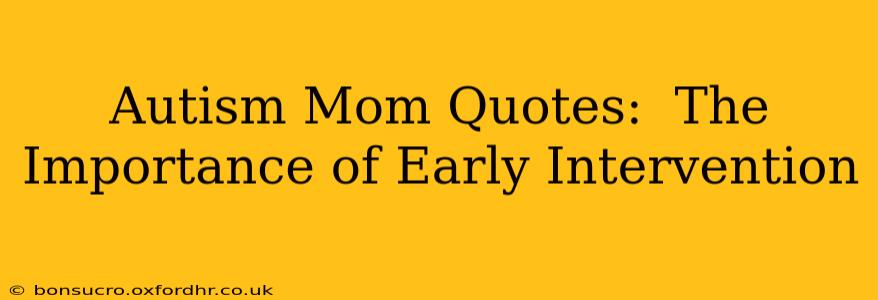 Autism Mom Quotes:  The Importance of Early Intervention